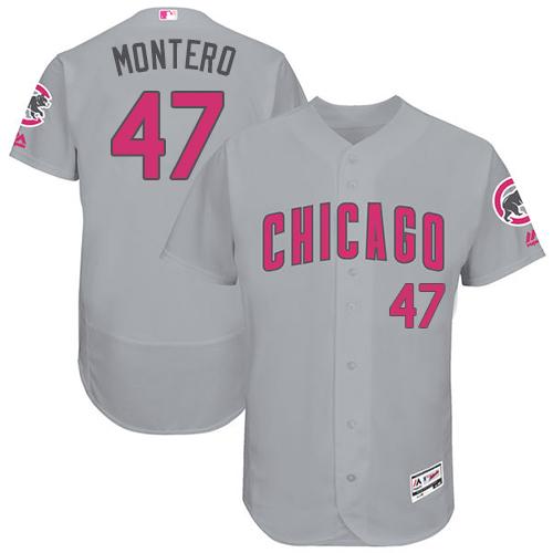 Cubs #47 Miguel Montero Grey Flexbase Authentic Collection Mother's Day Stitched MLB Jersey
